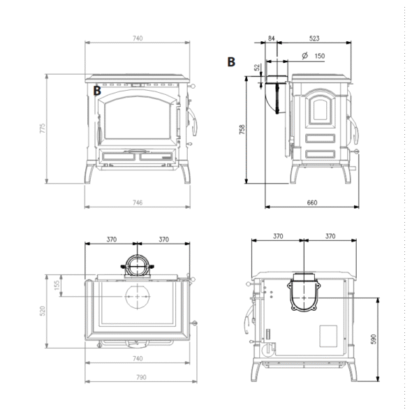 Poêle à bois Isotta.16 - 11,9 Kw