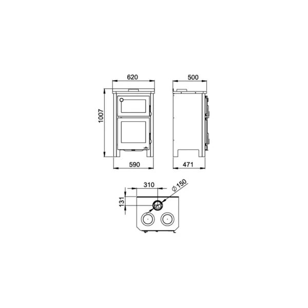 Poêle à bois avec four et plaque de cuisson Pramoda - 9 Kw