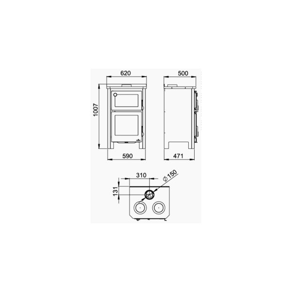Poêle à bois avec four et plaque de cuisson Pramoda - 14 Kw