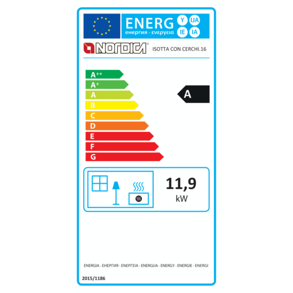 Poêle à bois avec chauffe plat Isotta con cerchi.16 - 11,9 Kw